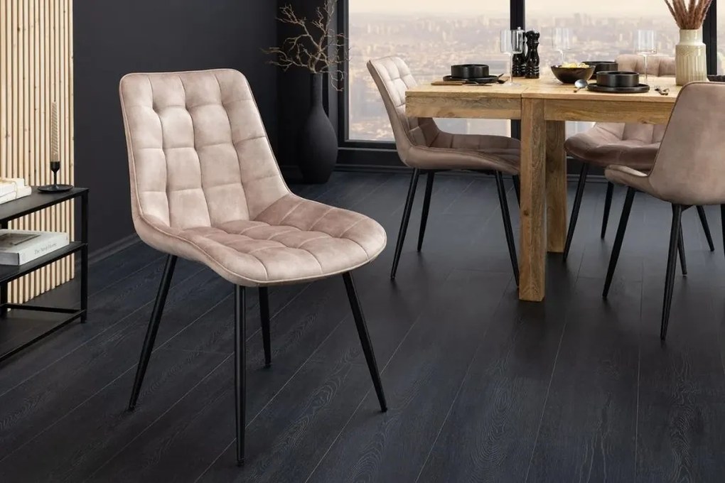 Set de 4 scaune ROADSTAR catifea sampanie greige