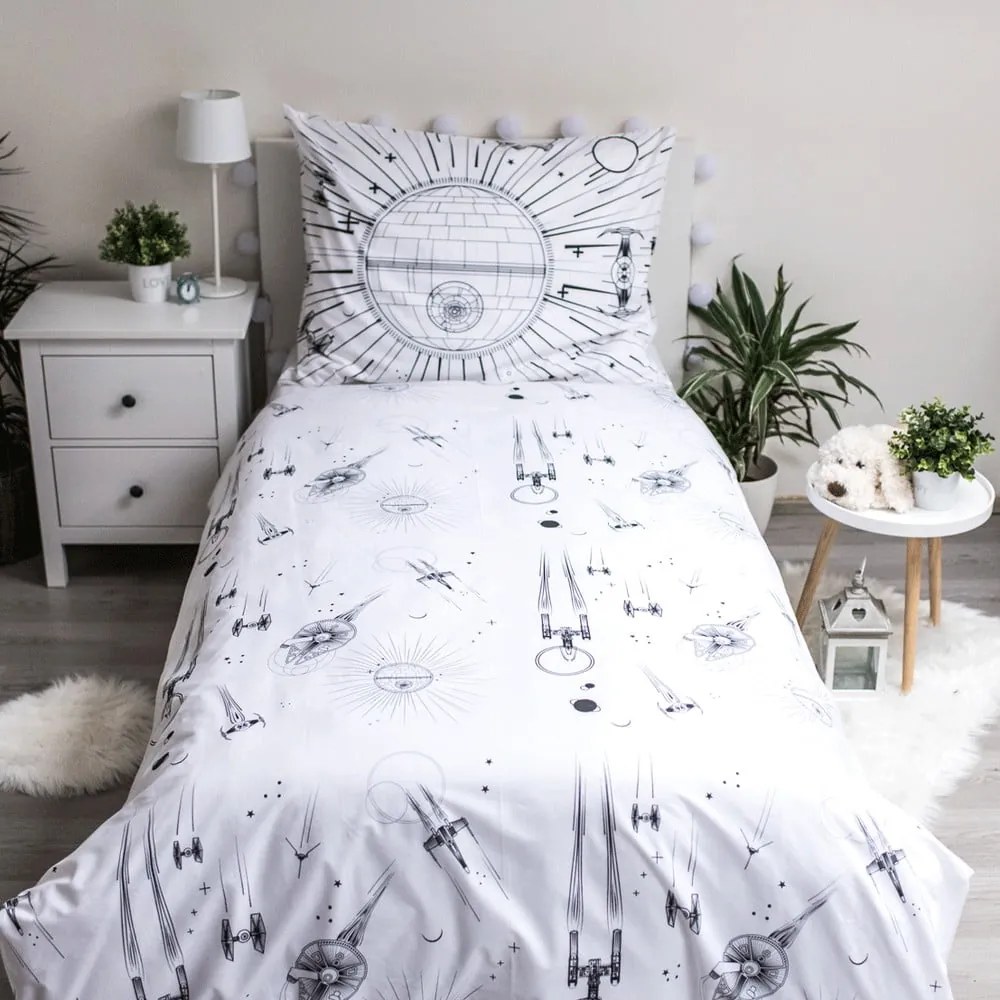 Lenjerie de pat din bumbac fosforescentă pentru copii pentru pat de o persoană 140x200 cm Star Wars – Jerry Fabrics