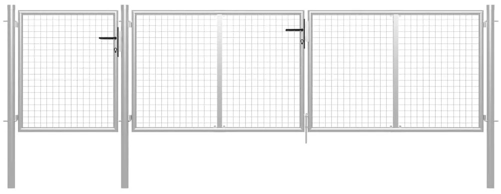 vidaXL Poartă de grădină din oțel 400x75 cm argintie