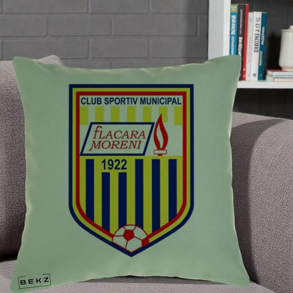 Perna Personalizata CSM Flacara Moreni 1922 Fotbal, 40x40 cm, Verde, Husa Detasabila, Perna Inclusa, BEKZ®