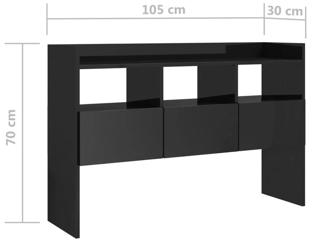 Servanta, negru extralucios, 105x30x70 cm, PAL 1, negru foarte lucios