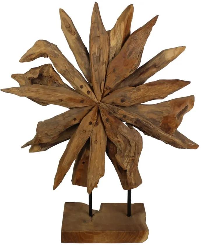 Decorațiune din lemn de tec HSM Collection Sunflower, 40 x 50 cm