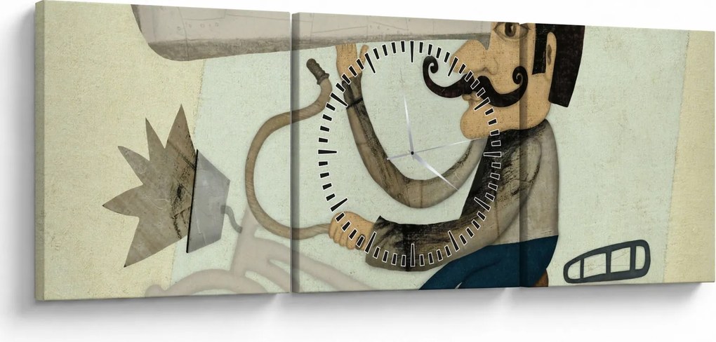 Tablou - Astronom pe bicicletă (cu ceas) (90x30 cm)