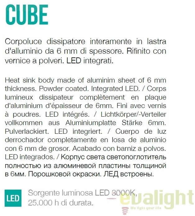 Aplica LED moderna cu lumina ambientala up/down CUBE AP1 BIG 161792