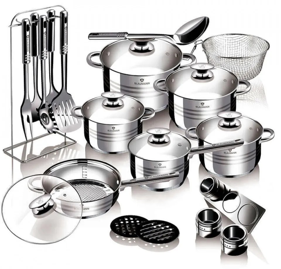 Set oale si tigai otel inoxidabil (27 piese) Jumbo Gourmet Line Blaumann BL 3134