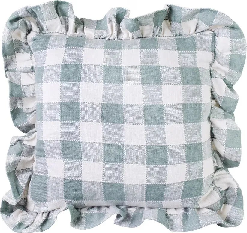Față de pernă din bumbac organic 45x45 cm verde, „Ida Check"