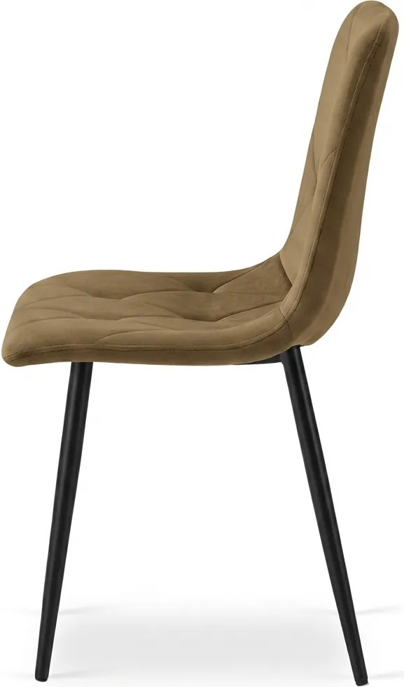 Scaun de catifea maro LIBRA OLIVE BROWN cu picioare negre