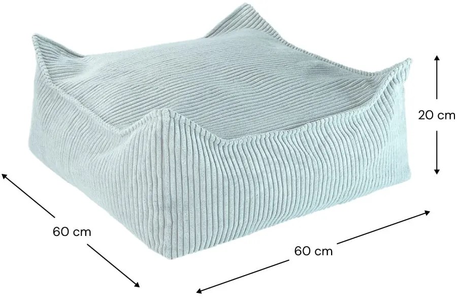 Fotoliu puf pentru copii verde mentă cu tapițerie din catifea reiată Square – Wigiwama