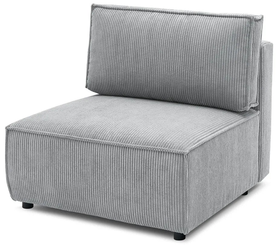 Modul pentru canapea gri deschis cu tapițerie din catifea reiată (de mijloc) Nihad modular – Bobochic Paris