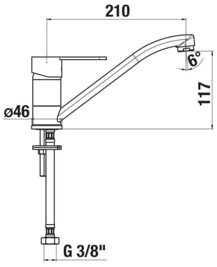 Baterie de chiuvetă JIKA H3511Z10042301 LYRA 21 cm crom lucios