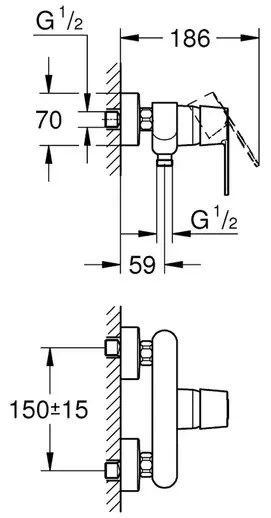 Baterie dus Grohe Get monocomanda crom lucios