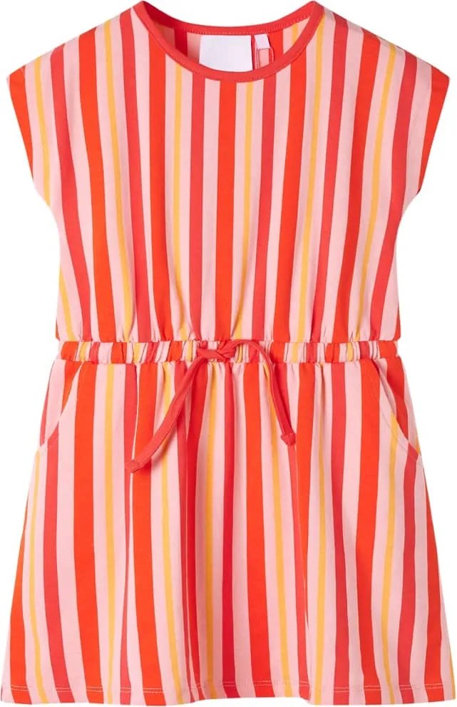 vidaXL Rochie pentru copii cu șnur, roz și roșu, 140