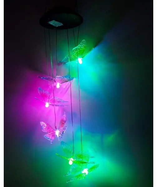 Lampă solară LED RGB 6xLED/1,2V 300 mAh IP44 - model fluture
