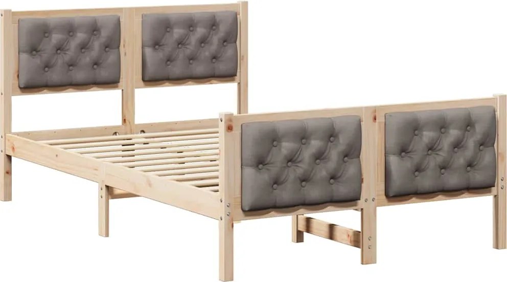 vidaXL Cadru de pat Gri taupe 120 x 190 cm Lemn de pin masiv