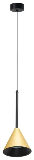 Lustră pe lanț CONE 1xE27/10W/230V negru/auriu