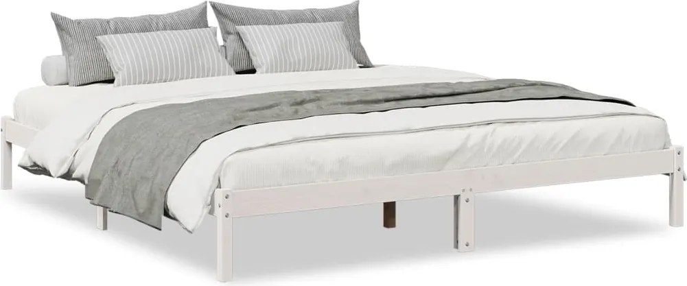 vidaXL Cadru pat foarte lung fără saltea alb 200x220 cm lemn masiv pin