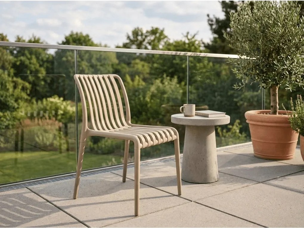 Set de gradina TREGO ISLAND - 4 scaune si masa rotunda ø 90 cm, bej