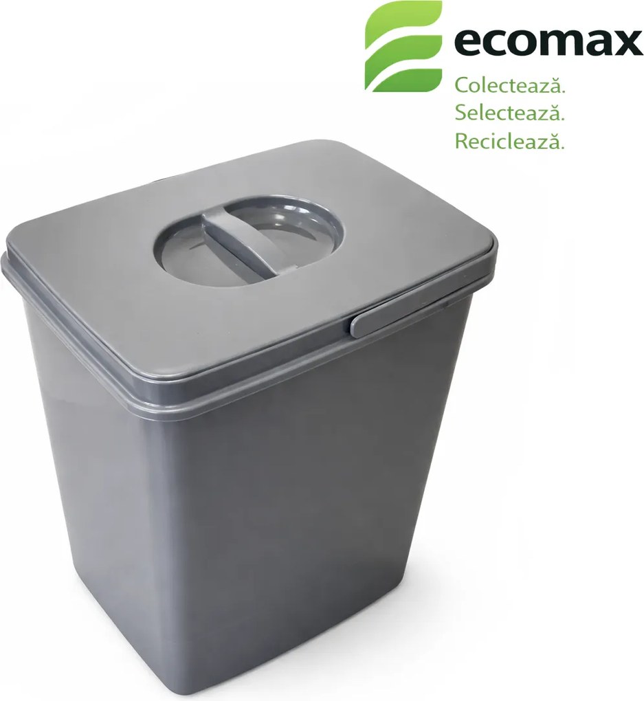 Cos gunoi incorporabil Ecomax Belt, montabil pe usa, gri antracit, 1 x 15 l H:300 mm; L:300 mm; A:220 mm, Polipropilena Otel inoxidabil, Gri