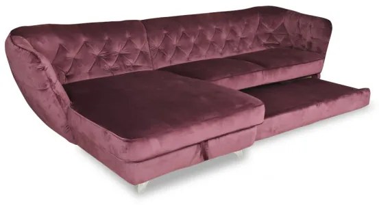 Coltar Extensibil Cu Lada Depozitare Retro, Stanga, Mov, 302 X 188 Cm