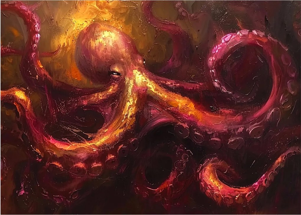 Tablou - Octopus, pictură în ulei (70x50 cm)