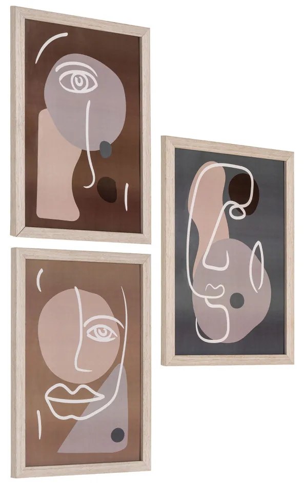 Set de artă de perete Madison, natural, 3 piese