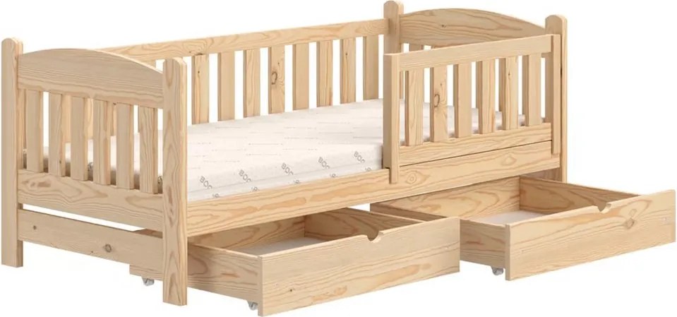Pat copii din lemn cu sertare Alvins 90x180 - pin