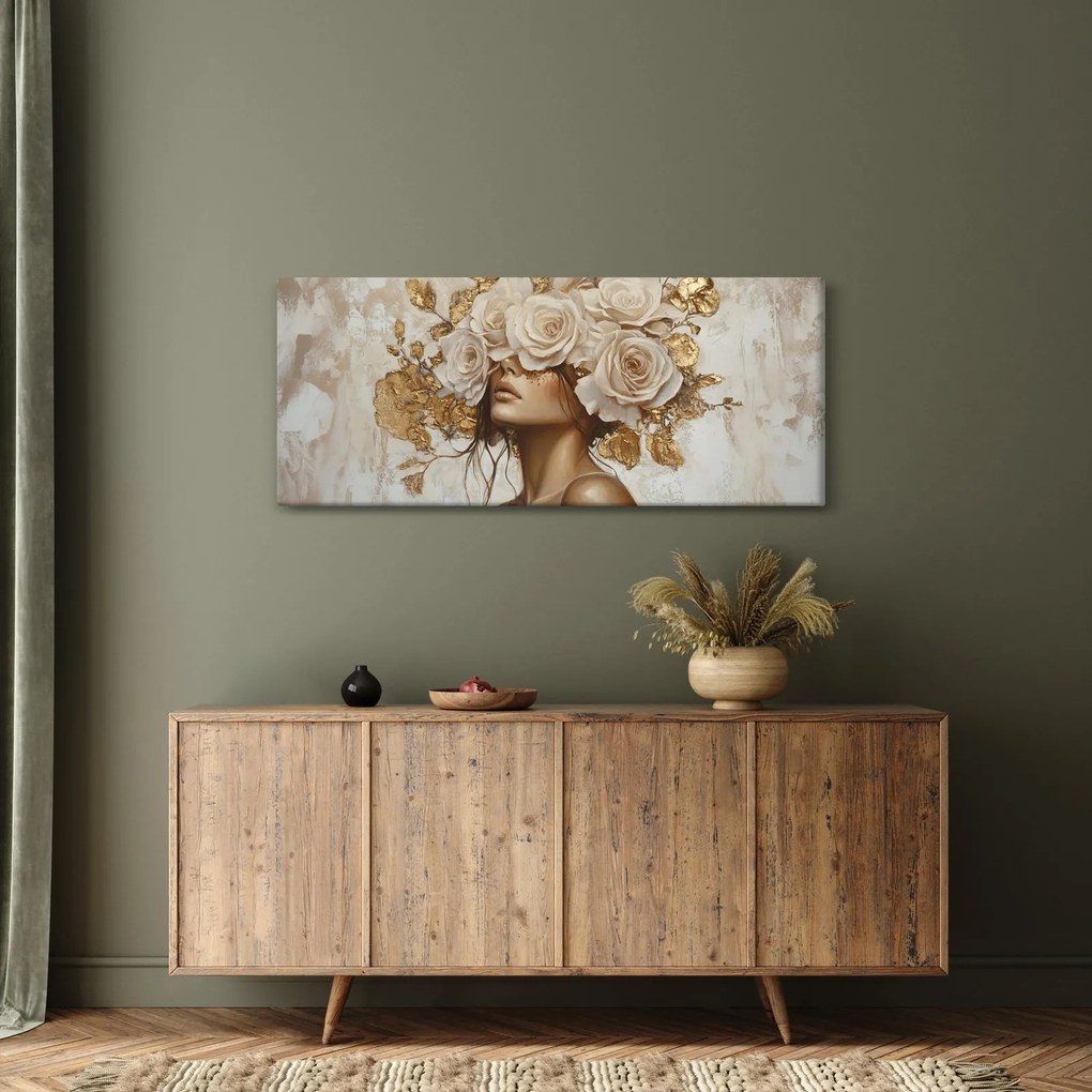 Tablou - Fată cu Trandafiri (120x50 cm)