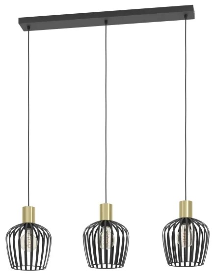 Lustră pe cablu Eglo 901037 EMPOLI 3xE27/40W/230V negru/auriu