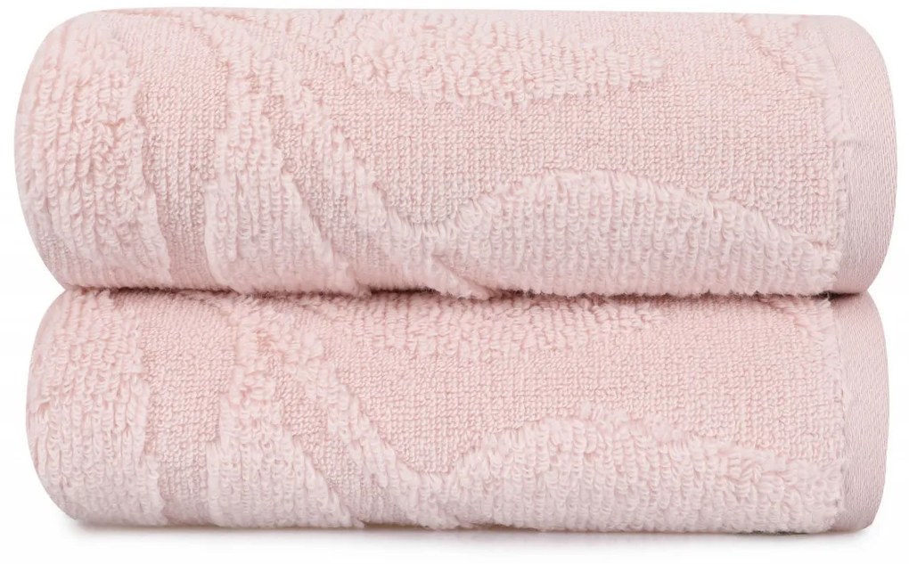Set 2 Prosoape de Baie / Fata Estela, 50x90 cm, 100% Micro Bumbac, 450 gsm, Roz Pudra