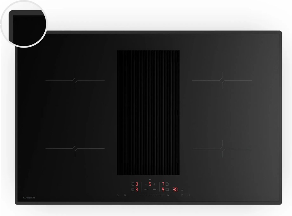 Klarstein Plită cu inducție Velaire cu hotă integrată — elegantă, minimalistă, puternică, 8400 W, 80 cm