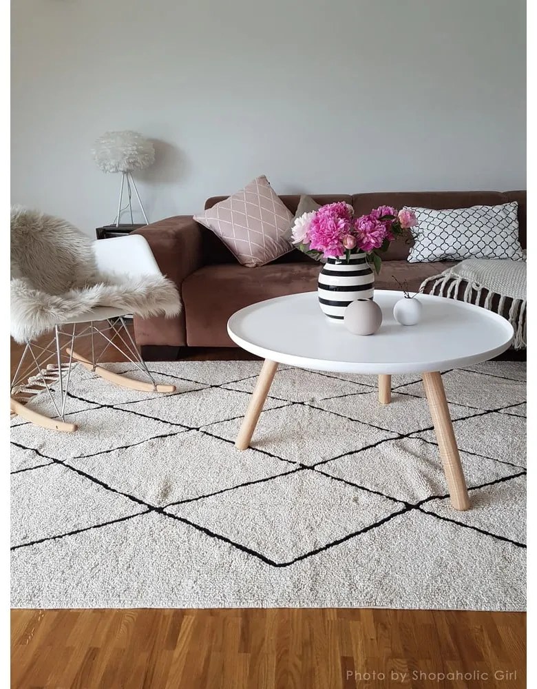 Covor crem lavabil/țesut manual din bumbac 140x200 cm Bereber Beige – Lorena Canals