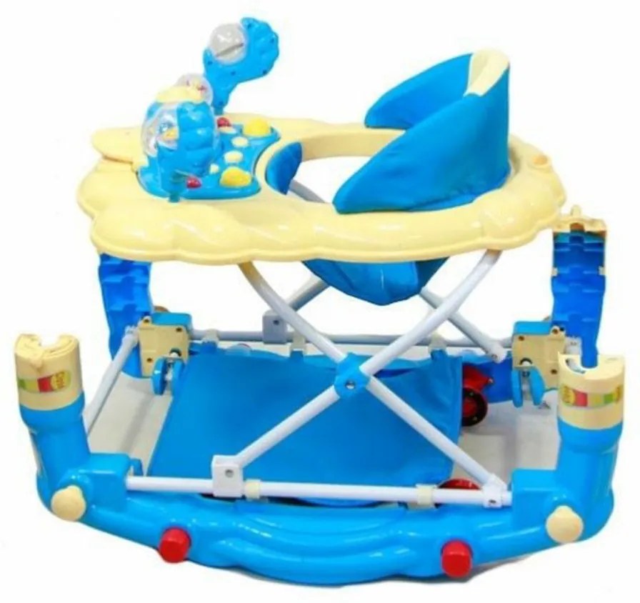 Premergator cu sistem de balansare Baby Care H914 Ratusca, cu melodii, reglabil in 3 trepte de inaltime, Albastru