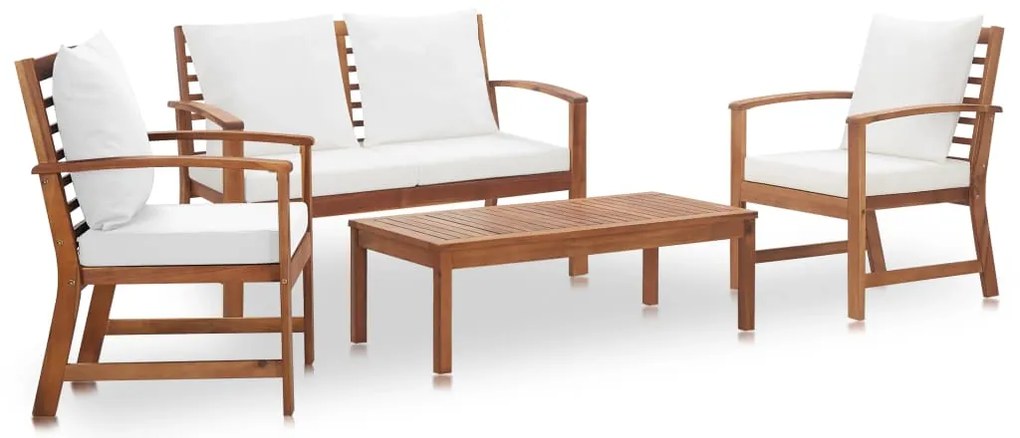 vidaXL Set mobilier de grădină cu perne, 4 piese, lemn masiv de acacia