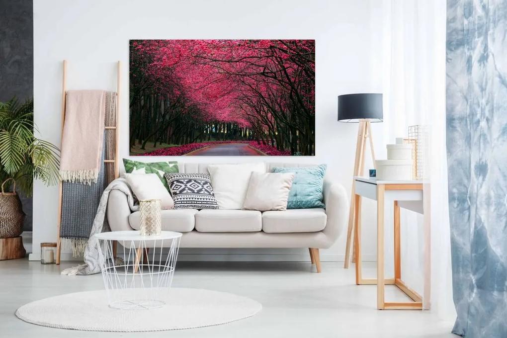 Tablou canvas alee toamna copaci rosii - 150x100cm