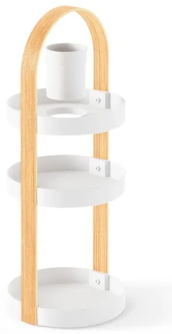 Organizator de baie alb/în culoare naturală din lemn Bellwood – Umbra