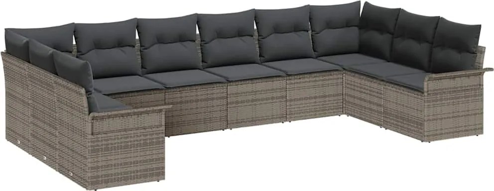 vidaXL Set de canapele pentru grădină 10 pcs Gri poliratan