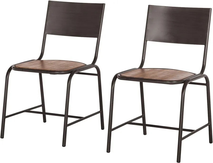 Set de 2 scaune Atelier salcam/metal, maro inchis, 47 x 90 x 50 cm