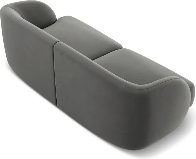 Canapea 2 locuri, Miley, Micadoni Home, BL, 184x85x74 cm, catifea, gri deschis