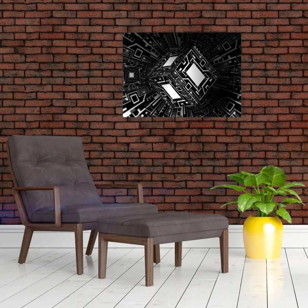 Tablou cu un cub abstract (70x50 cm)
