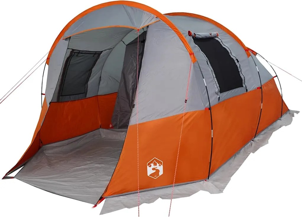 vidaXL Cort de camping tunel 4 persoane, gri/portocaliu, impermeabil