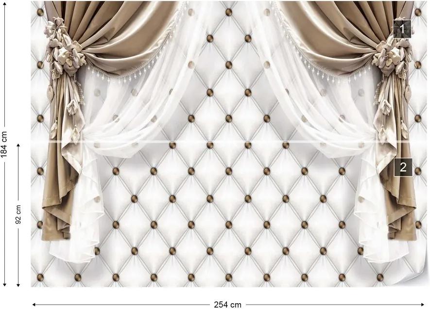 Fototapet GLIX - Brown Curtains Luxury Effect  + adeziv GRATUIT Tapet nețesute - 254x184 cm
