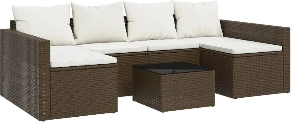 vidaXL Set șezlong de grădină cu perne, 2 piese, maro, poliratan