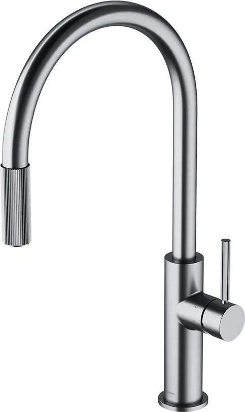 Baterie bucatarie cu dus extractibil Omnires Switch cu sistem filtrare apa finisaj nichel periat