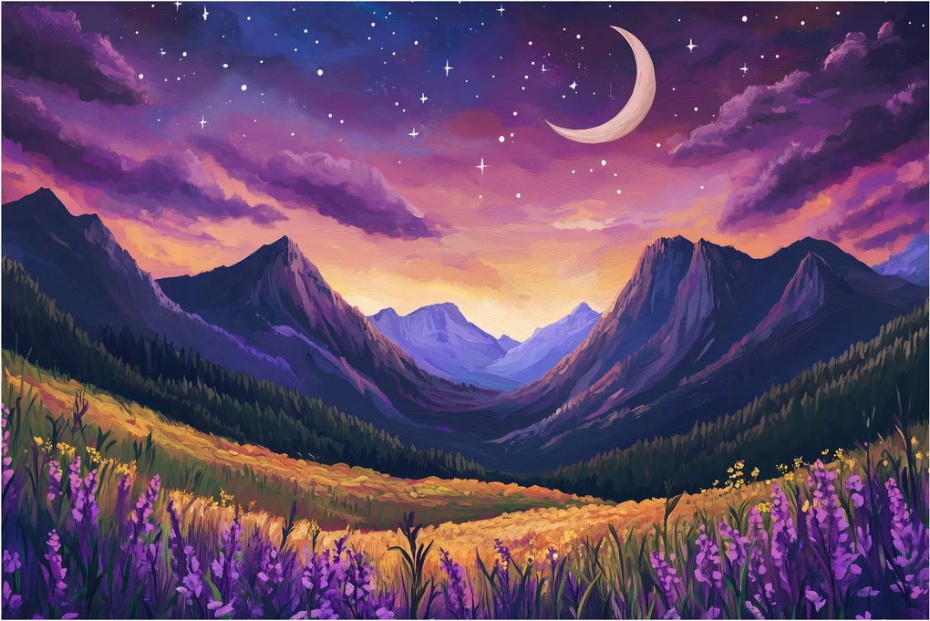 Tablou - Peisaj violet (90x60 cm)