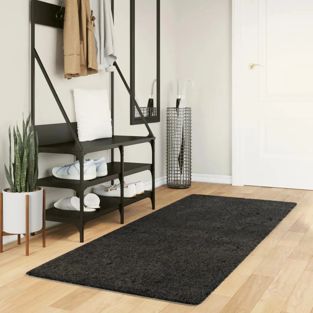 vidaXL Covor pufos &quot;PAMPLONA&quot; cu fire înalte antracit modern 80x200 cm