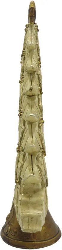 Figurină decorativă vintage brad de Crăciun din polirasină auriu, 20 cm