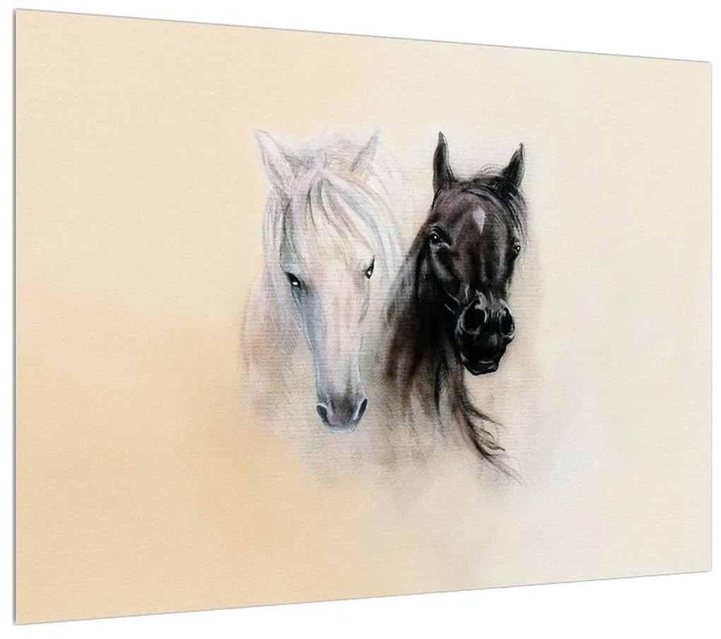 Tablou cu cai pictat (70x50 cm), în 40 de alte dimensiuni noi