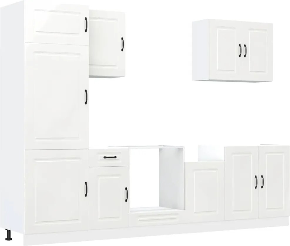 vidaXL Set dulap de bucătărie 7 piese „Kalmar” alb lucios Lemn