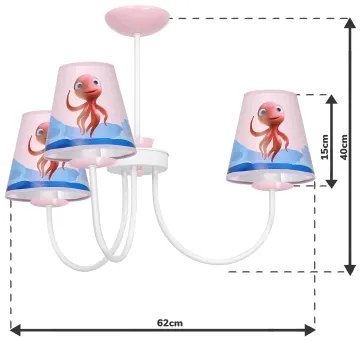 Lustră pe tijă pentru copii OCTOPUS 3xE14/40W/230V