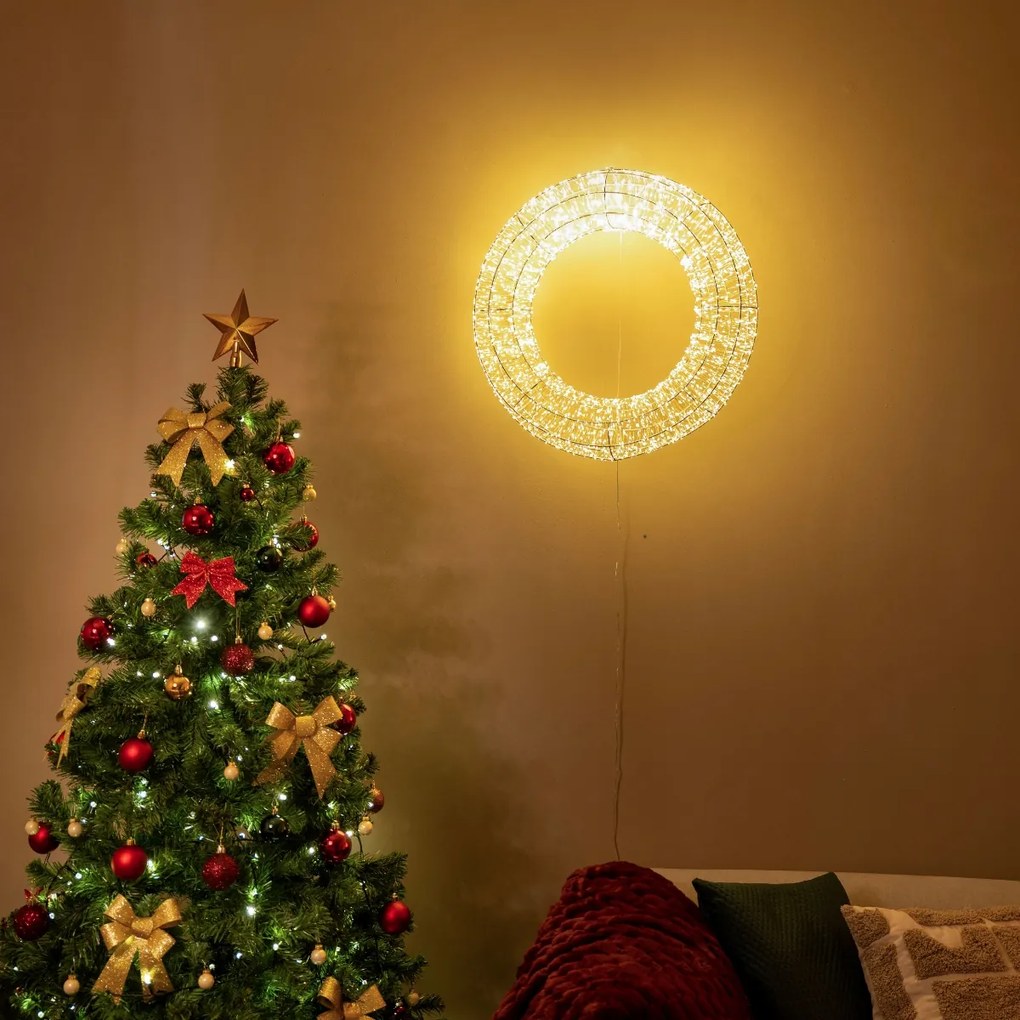 Lumină suspendată de Crăciun Coroniță argintie 60cm incl. LED IP44 - Nawa